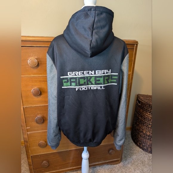 NFL GREEN BAY PACKER Full Zip Logo Sweatshirt Jacket SZ XL Faux Fur - Picture 9 of 15